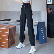 秋季新款宽松束脚休闲裤女卫裤垂感显瘦直筒休闲KK305-P45，男装休闲裤，星座911-3
