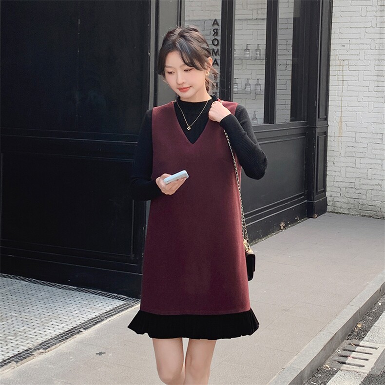老敏哥贵感100羊毛V领无袖背心裙宽松显瘦高级感连衣裙女冬，女装套装/套裙，姿衣轩