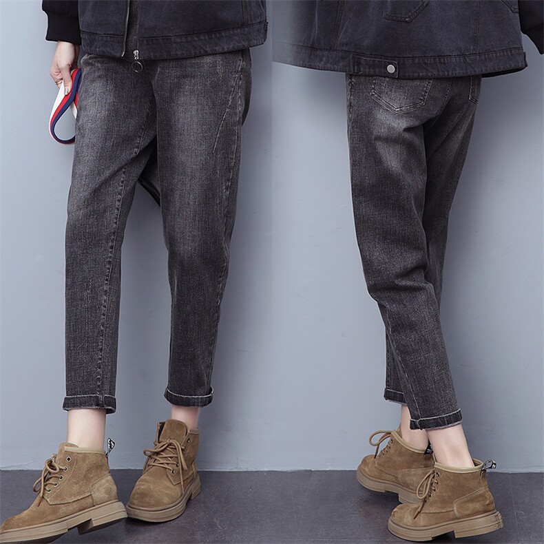 2021秋冬新款时尚休闲宽松显瘦牛仔裤，女装牛仔裤，独衣靓