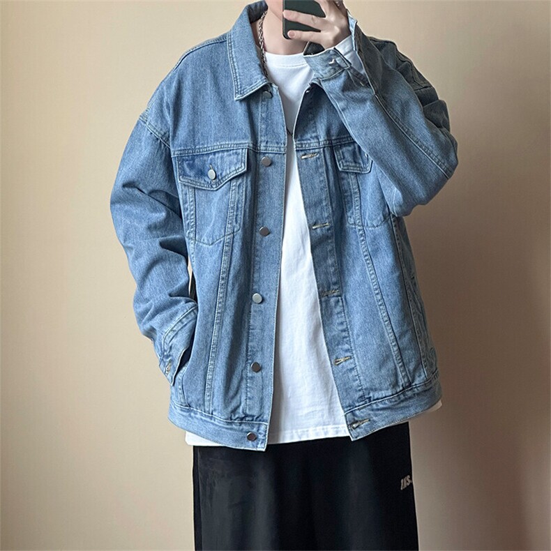 现货牛仔夹克男潮春秋外套宽松休闲潮牌外衣时尚上衣JK003P75,男装夹克,电商A351