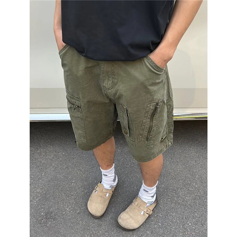 新款美式复古水洗宽松工装短裤男女ins潮牌直筒休闲五分裤子,男装牛仔裤,星座410-7