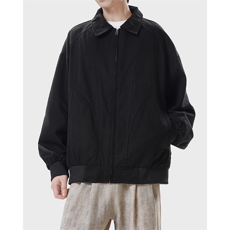 JK010-P85纯色翻领夹克工装男2025新款春秋季百搭宽松简约休闲,男装夹克,电商A178