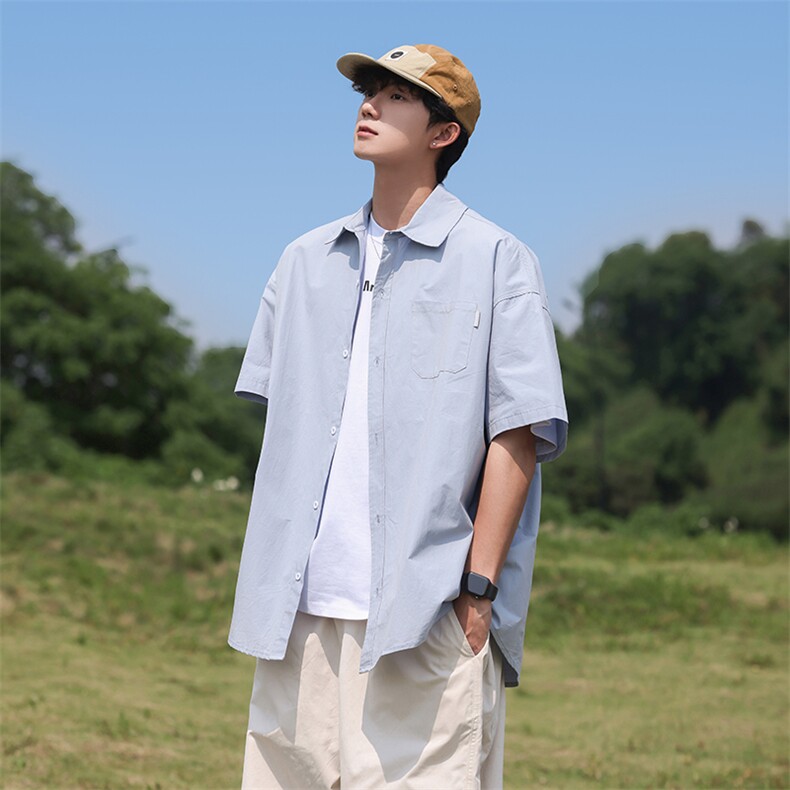 衬衫男士短袖韩版潮流日系帅气百搭2024新款ins宽松外套CY798-P30,男装衬衫,星座412-2