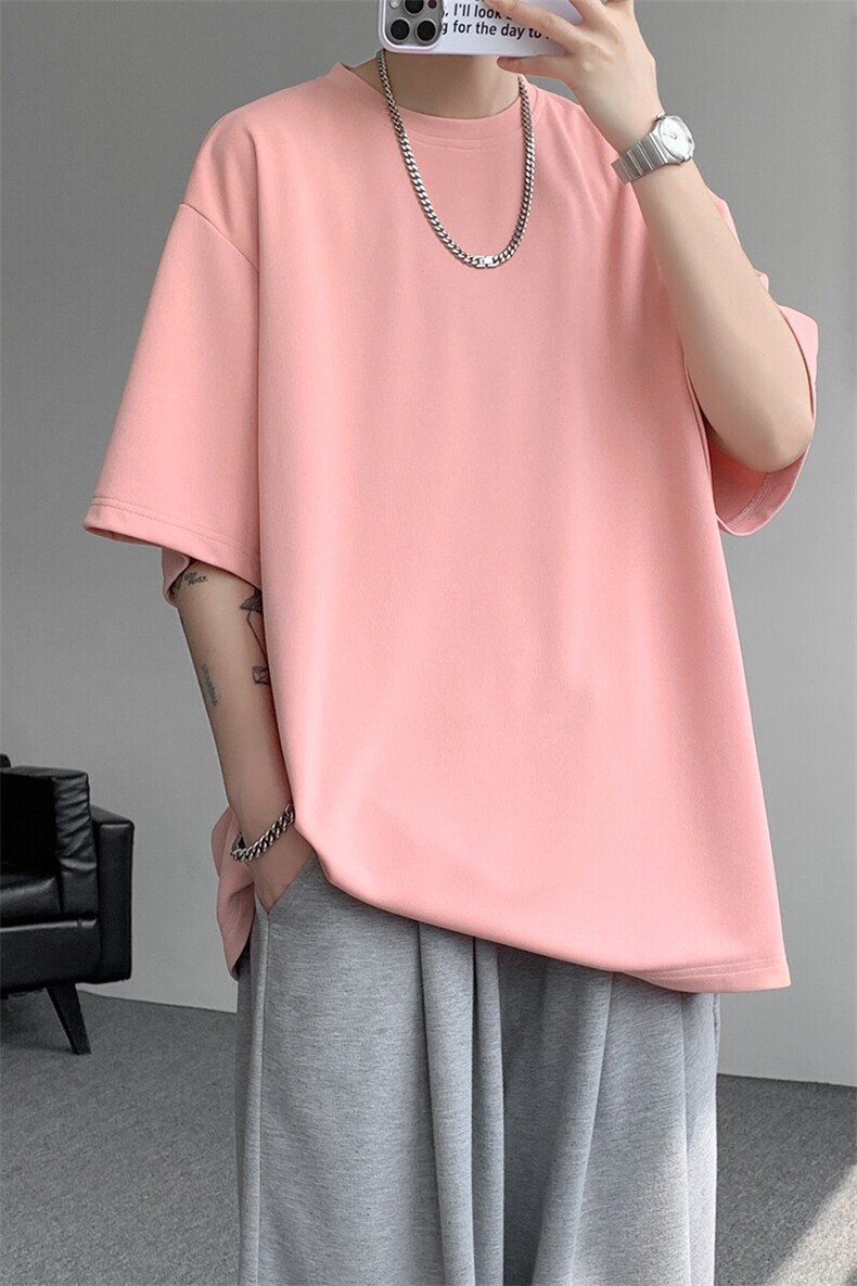 8XL-M高品质重磅棉光版纯色短袖T恤百搭款半截袖五分袖DX332特P23,男装T恤,电商D206-1