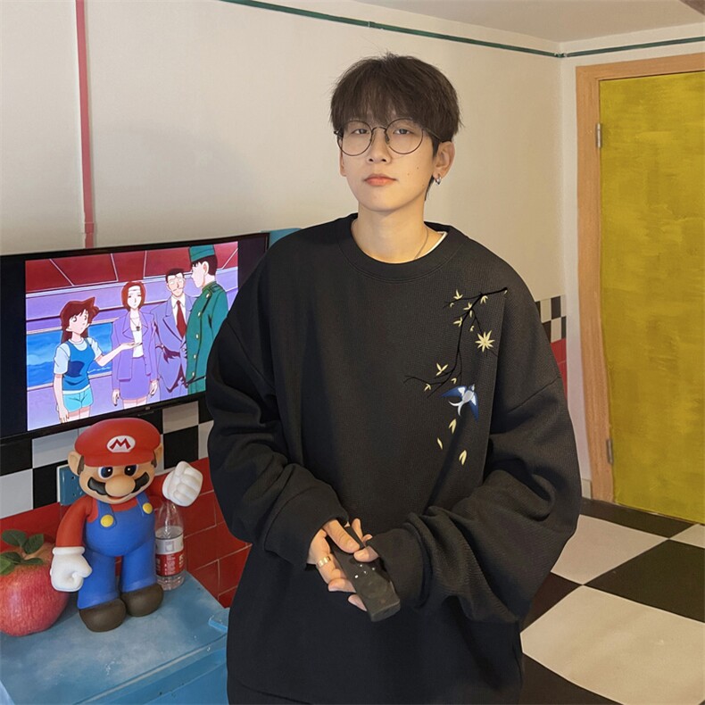 华夫格！华夫格上衣男圆领华夫格卫衣男大码长袖t恤男HW492-P30,男装卫衣,电商B371