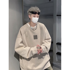 2025秋季男宽松潮流印花wyjp3910 卫衣圆领麂皮绒 特p35  控69图片