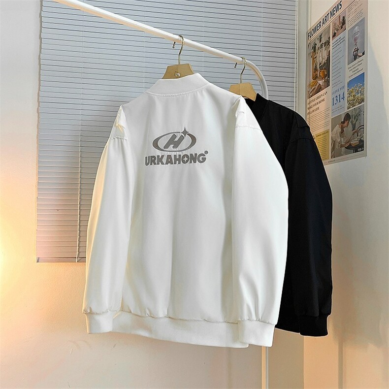 W10687-P63自家图现货白色棒球服外套美式复古cleanfit宽松夹克,男装夹克,星座1608