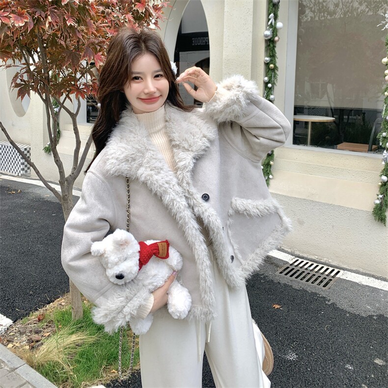 新品！！浅灰色皮毛一体2C203-6613-P215-K318,女装棉衣/棉服,2C203