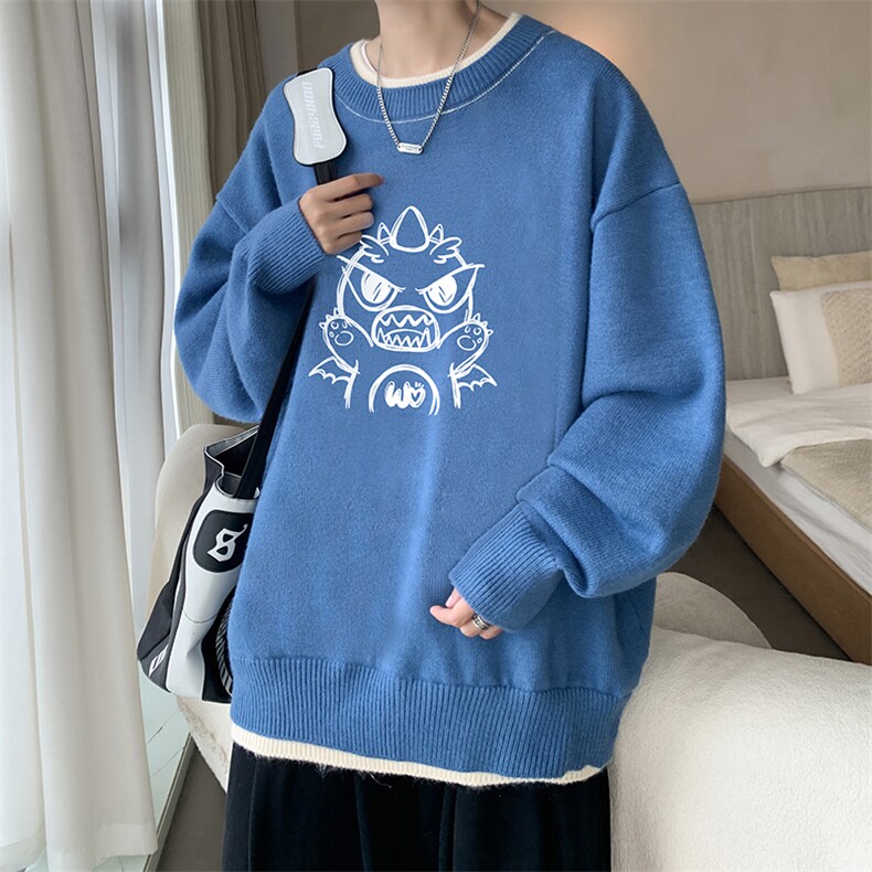 假两件毛衣男大码加绒针织衫男毛线衣M80361-P55 加绒P70图片