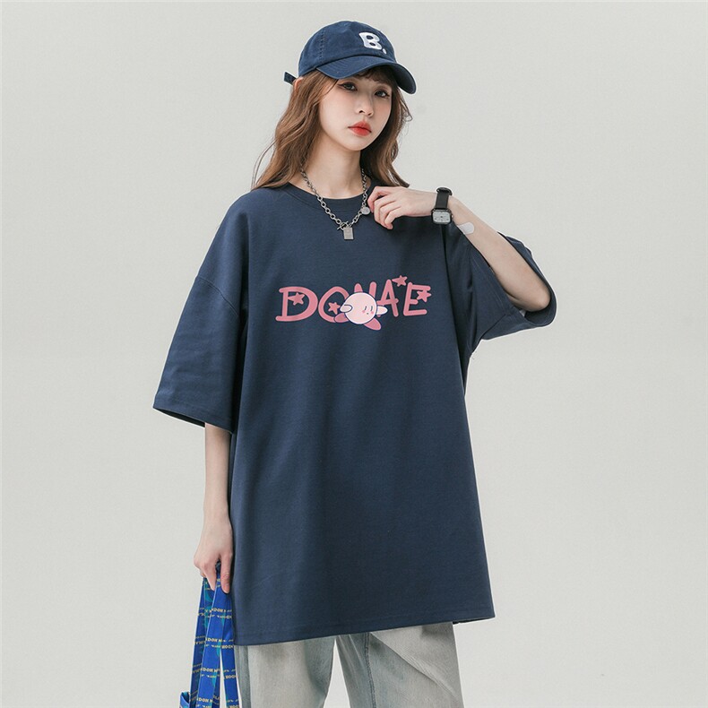 中性风23新款夏季100棉卡通印花宽松百搭潮流短袖T恤T6084P30控48,男装T恤,电商A268