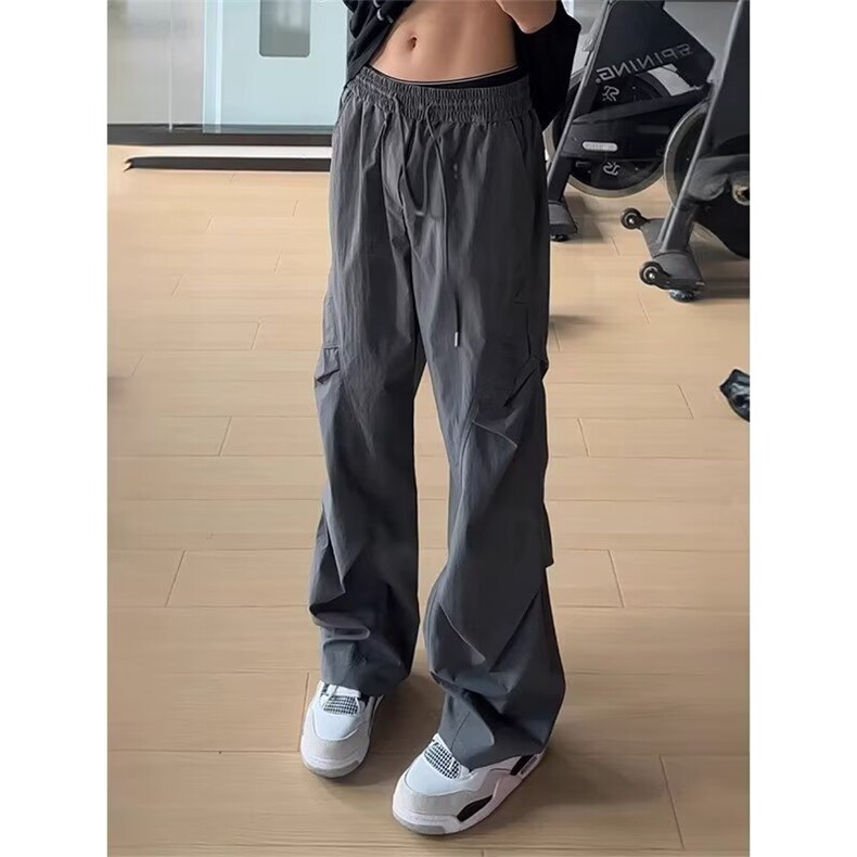 美式褶皱伞兵工装裤男款夏季薄款冰丝速干裤子直筒微喇弯刀冲锋裤，男装防晒衣，星座1210-1