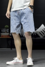 2021夏季新日系大码男沙发墙毛边拼接立体裁剪牛仔短裤ND8116-P45，男装牛仔裤，电商A001