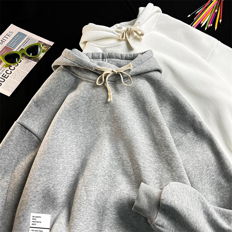 WY2045-P35加绒款-P40纯棉连帽卫衣男大码运动帽衫宽松薄,男装卫衣,电商A040