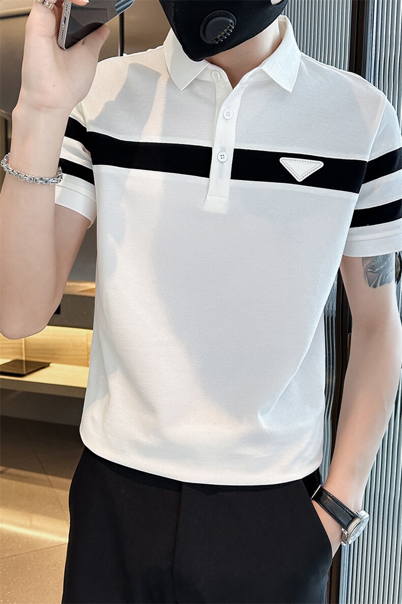 补货2026夏季大码短袖三角形图案T恤翻领Polo衫T0231-P50,男装T恤,电商D342