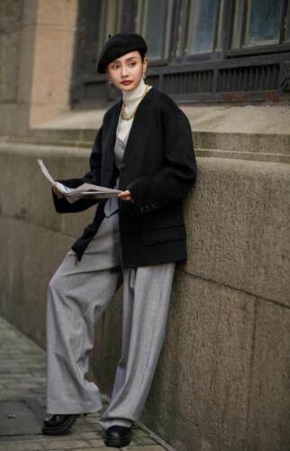 现货设计款无领双面羊绒，女装，是爱 SHI AN