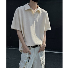 夏装25老钱风大码宽松麦穗翻领POLO衫男装夏季短袖T恤S405-特P35，男装T恤，电商A233-1