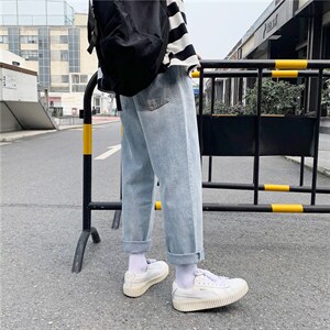 秋季韩版潮流休闲牛仔裤男宽松百搭直筒潮牌坠感老爹裤NK907-p35,男装牛仔裤,星座1008-1