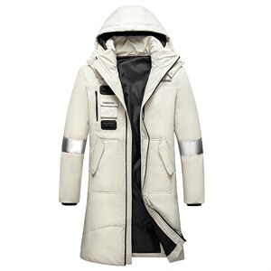 现货白底平铺连帽原版刺绣大长款修身加厚户外羽绒服R194P140图片