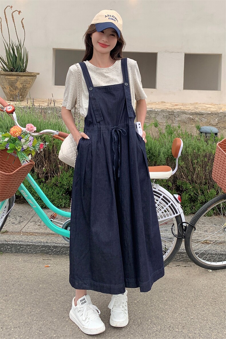 小清新韩系牛仔背带裤女夏2024新款美式高级感爆款阔腿裤连体裤,女装套装/套裙,2C085