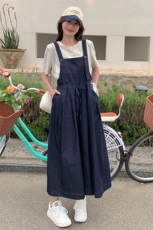 小清新韩系牛仔背带裤女夏2024新款美式高级感爆款阔腿裤连体裤，女装套装/套裙，2C085