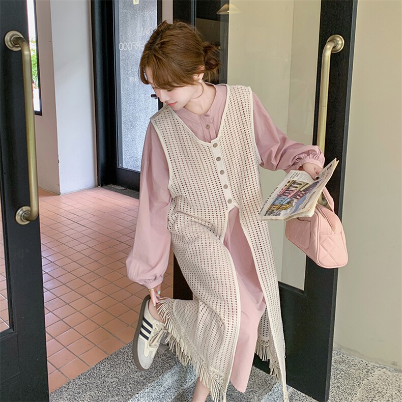 2026春装宽松粉色裙+蕾丝罩衫两件套2C090-1270-P155-K228,女装套装/套裙,2C090