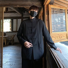 新中式盘扣中山装痞帅立领西装外套男休闲风小西服上衣XA330，男装西服，星座1116A-1（原606A）