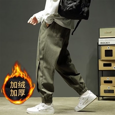 GX386P40加绒P45现货主推加绒加厚冬季保暖松紧腰束脚全棉休闲裤，男装棉衣，星座1108-5