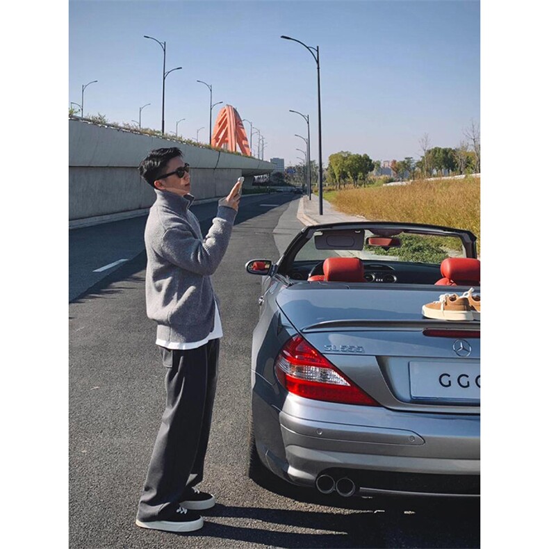 重磅秋冬北极绒双拉链毛衣开衫美式复古休闲慵懒风宽松针织衫外套,男装针织衫/毛衣,电商A486