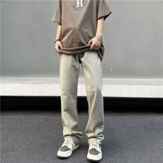 爱心牛仔裤男女直筒潮牌百搭痞帅复古港风高街水洗裤子LG9422-P43，男装牛仔裤，星座1008