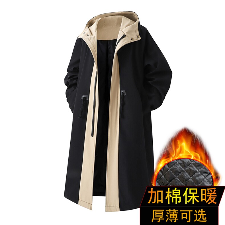 5W件加绒风衣男中长款大衣男棉衣男F996薄P95加棉P115立体3D一图片