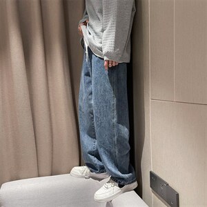 牛仔男宽松直筒韩版潮流百搭裤子潮牌阔脚休闲长裤 A080-9239-P35图片