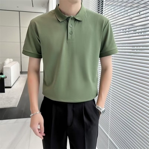 潮流短袖ins潮百搭简约纯色夏季2024POLO衫原宿日系男 T601图片