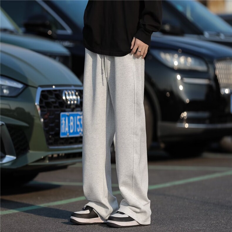 美式灰色裤子男女垂感休闲裤高街嘻哈宽松直筒裤DK20-P35,男装休闲裤,星座1109-3