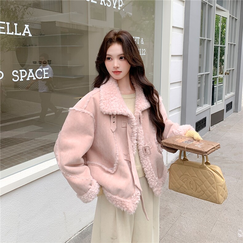 设计感时尚加厚保暖皮毛一体2608P205K308,女装短外套,2C029