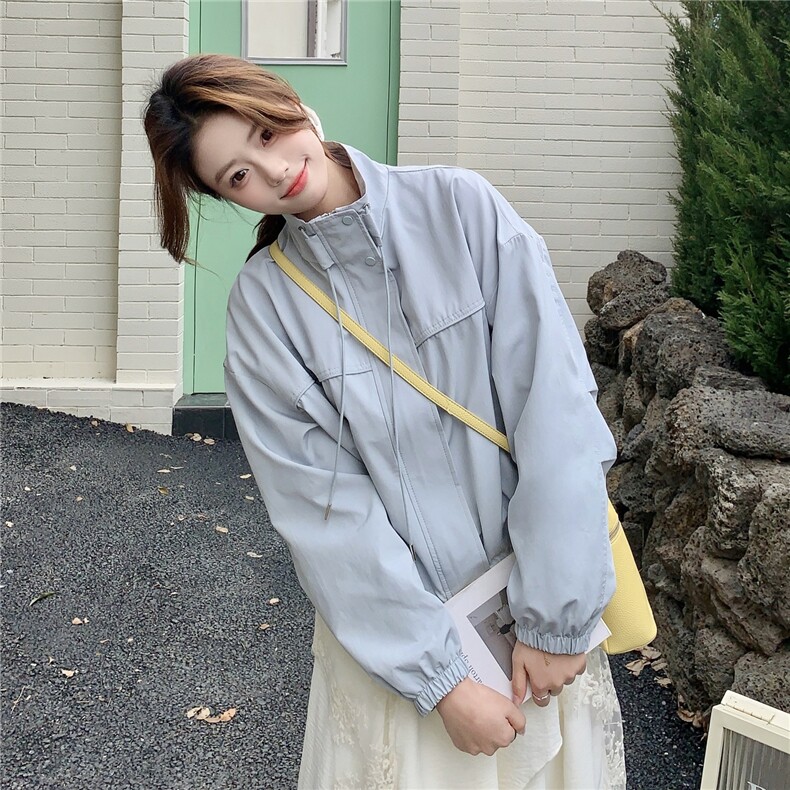 现货新款淡蓝色宽松休闲短外套女春秋季上衣2C353--722#P165K268,女装短外套,2C353