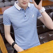 夏季男士短袖t恤韩版潮修身条纹体恤2021半袖翻领polo衫T9003，男装Polo衫，星座509
