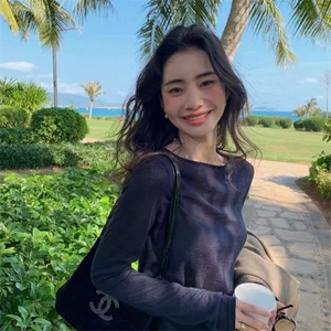 德国扬子纱！精纺18针 纯色长袖T恤女夏季时尚防晒衫上衣图片