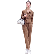 现货套装女2023年春季新款女装时尚气质休闲百搭通列水洗两件套，女装套装/套裙，丽美静依