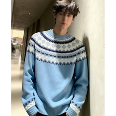 费尔岛毛衣女秋冬Miu系上衣提花撞色慵懒风针织衫MH2313，男装针织衫/毛衣，星座1116A（原606A-3）