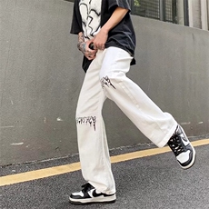 牛仔裤潮牌ins复古街头水洗直筒裤长裤男女潮N0119-P40，男装牛仔裤，星座308B-1