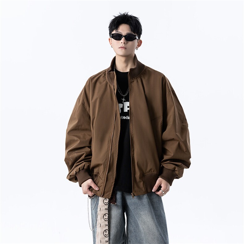 港风日系复古设计感拼接高领开衫夹克外套XZ213-JK4000-P60控88,男装夹克,星座213