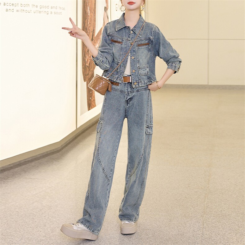 牛仔外套女洋气减龄显瘦春秋装2025新款轻熟风时尚气质两件套套装,女装套装/套裙,潮流依族