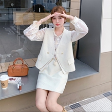 设计感马甲衬衫套装裙女2025秋季新款法式高级感气质半身裙三件套，女装套装/套裙，2C028