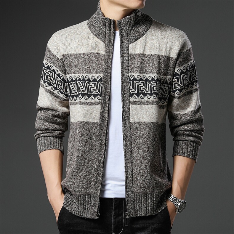 品质好秋冬季新款男士休闲立领毛衣外套百搭加绒夹克8867-P45元，男装针织衫/毛衣，星座1706