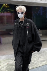 男装牛仔外套2026秋几何图案印花男生翻领夹克XZ514-2-N106-P88，男装工装外套，星座514-2(原B239)