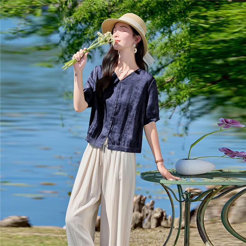 现货.苎麻.新品2026年夏季时尚品质女士两件套套装,女装套装/套裙,依万里