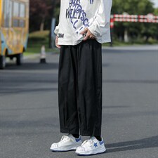 新款街头复古纯色休闲工装裤子男女美式宽松BF九分阔腿裤2377-p35，男装休闲裤，星座1008