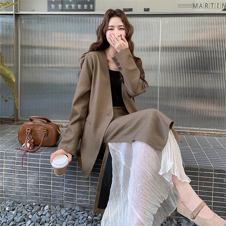 轻熟风气质时尚显瘦套装女2025年春秋季新款西装拼接半身裙两件套，女装套装/套裙，2C255