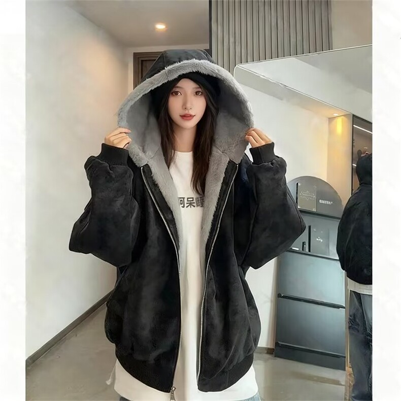 网图现货座山雕全兔毛新款百搭气质外套夹棉袖-特P85同体毛P90,女装短外套,电商C216