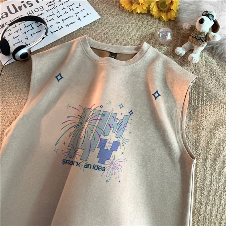 可设48小时发货支持抖音得物来样二开240克重磅美式麂皮绒背心t恤，男装T恤，电商A486